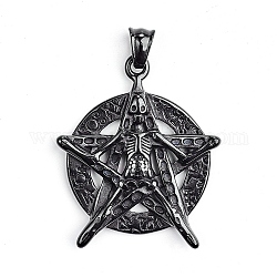 304 Stainless Steel Pendants, Star with Skull, Electrophoresis Black, 46x39x6mm, Hole: 5x8mm