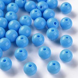 Opake Legierung Perlen, Runde, Deep-Sky-blau, 10x9 mm, Bohrung: 2 mm, ca. 940 Stk. / 500 g