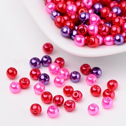 Valentinstag Mix Glasperlen Perlen Sets, perlig, Mischfarbe, 4 mm, Bohrung: 1 mm, ca. 400 Stk. / Beutel