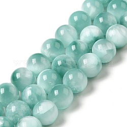 Hilos de perlas de vidrio natural, Grado A, redondo, sin teñir, turquesa, 10mm, agujero: 1 mm, aproximamente 39~40 pcs / cadena, 15.5~15.7'' (39.37~39.88 cm)