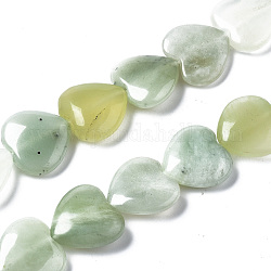 Natürlich neu Jade Perlen Stränge, Herz, 14~15x15~17x5~6 mm, Bohrung: 0.6 mm, ca. 30 Stk. / Strang, 16.54 Zoll (42 cm)