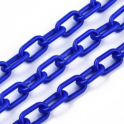 Handgefertigte undurchsichtige Büroklammerketten aus Acryl, gezogene längliche Kabelketten, Blau, 13x7.5x2 mm, 19.88 Zoll (50.5 cm)/Strang
