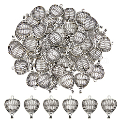Pendentifs en alliage dicosmétique 60pcs, breloque montgolfière, argent antique, 24x16.5x1.3mm, Trou: 1.6mm