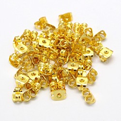 Brass Ear Nuts, Friction Earring Backs for Stud Earrings, Cadmium Free & Nickel Free & Lead Free, Golden, 6x4x3mm, Hole: 1mm