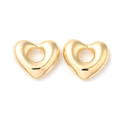 Perline in ottone, cuore, vero placcato oro 18k, 12x13x4mm, Foro: 4.5 mm
