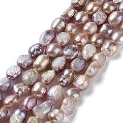 Hebras de perlas de agua dulce cultivadas naturales, dos caras pulidas, grado 2a+, lila, 9~11x8~9x6~8mm, agujero: 0.6 mm, aproximamente 36~37 pcs / cadena, 13.98'' (35.5~36 cm)