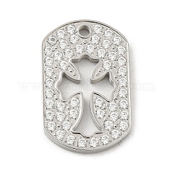 304 Stainless Steel with Rhinestone Pendants, Oval with Cross Charms, Stainless Steel Color, 25x16x2mm, Hole: 1.5mm