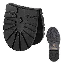 アンチスキッドラバーシューズボトムヒールソール  ブーツ用の耐摩耗性の隆起した穀物修理ソールパッド  革靴  ブラック  165x73x6mm