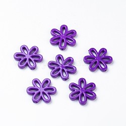 Opake Legierung Perlen, Blume, dunkelviolett, 31x28x4.5 mm, Bohrung: 1.5 mm, ca. 239 Stk. / 500 g