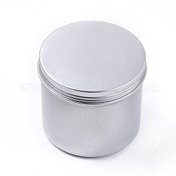 Round Aluminium Tin Cans, Aluminium Jar, Storage Containers for Cosmetic, Candles, Candies, with Screw Top Lid, Platinum, 8.6x7.5cm