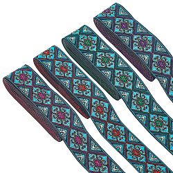 Pandahall elite 14m 4 couleurs style ethnique motif losange ruban polyester, ruban jacquard, ruban tyrolien, accessoires de vêtement, couleur mixte, 1-1/4 pouce (33 mm), 3.5m / couleur