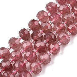 Chapelets de perles aux fraises en quartz naturel, avec des perles de rocaille, facette, rondelle, 8x6mm, Trou: 1mm, Environ 20~22 pcs/chapelet, 7.09 pouce (18 cm)