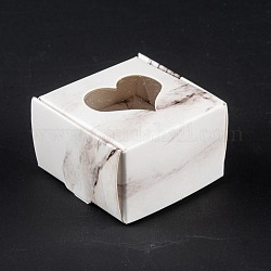 Прямоугольная складная креативная подарочная коробка из крафт-бумаги, шкатулки, с прозрачным окном, мраморный узор, 4.3x4.3x2.7 см