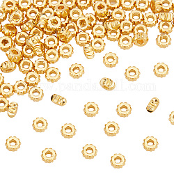 Perline in ottone gomakerer, nichel libero, rondelle, twist, vero placcato oro 18k, 4x2mm, Foro: 1.6 mm, 100pcs/scatola