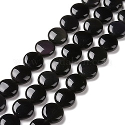 Natürlichen Obsidian Perlen Stränge, Flachrund, 12x5 mm, Bohrung: 0.8 mm, ca. 34 Stk. / Strang, 15.94 Zoll (40.5cm)