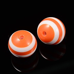 Chunky Bubblegum Striped Resin Ball Beads, Round, Dark Orange, 20x18mm, Hole: 3mm