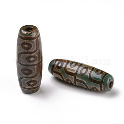 Abalorios de Dzi de estilo tibetano, Abalorios de ágata natural, teñido y climatizada, oval, 12 ojo, 28.5~32x10~12.5mm, agujero: 1.5~3 mm