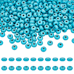 Synthetische türkisfarbene Perlenstränge von arricraf, gefärbt, Rondell, 8x5 mm, Bohrung: 1 mm, ca. 80 Stk. / Strang, 15.55 Zoll, 6 Stränge / box
