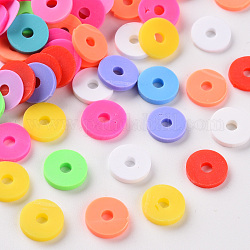 Handmade Polymer Clay Beads, Heishi Beads, for DIY Jewelry Crafts Supplies, Disc/Flat Round, Mixed Color, 8x1.5mm, Hole: 2mm, about 11500pcs/1000g