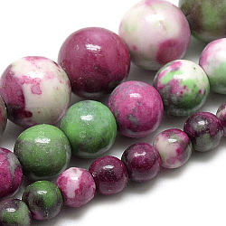 Chapelets de perle en jade d'un océan blanc synthétique, teinte, ronde, support violet rouge, 4~4.5mm, Trou: 1mm, Environ 96 pcs/chapelet, 16.3 pouce