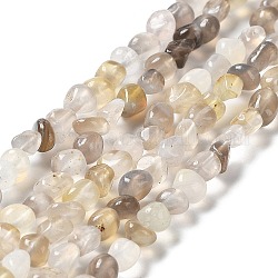 Natürlichen graue Achat Perlen Stränge, Nuggets, 3~5x3~5x3~8 mm, Bohrung: 1 mm, ca. 85~90 Stk. / Strang, 15.7 Zoll (40 cm)