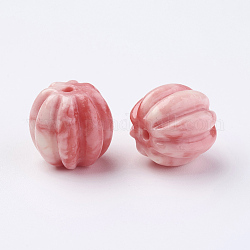 Синтетических коралловых бусин, тыква, розовые, 13x13 мм, отверстие : 2 мм