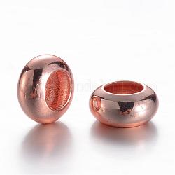Perles séparateurs en laiton, rondelle, or rose, 8x4mm, Trou: 4mm