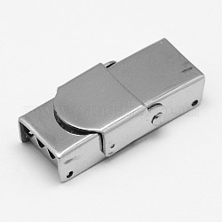 Rectangle 201 Stainless Steel Watch Band Clasps, Stainless Steel Color, 25x12x7mm, Hole: 3x8mm