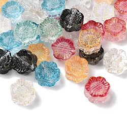 Abalorios de vidrio transparentes, flor, color mezclado, 12.5x11.5x6mm, agujero: 1 mm