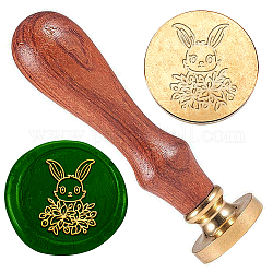 Набор сургучной печати, Золотистый тон сургучного штампа из твердой латуни, с деревянной ручкой в стиле ретро, для конвертов приглашений, подарочная карта, кролик, 83x22 мм