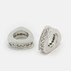 Perles de cubes zircone en laiton , triangle, platine, 9x3mm, Trou: 5mm