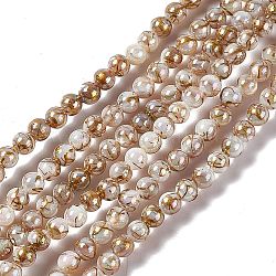 Brins de perles de coquille d'eau douce naturelles de style drawbench, de couleur plaquée ab , ronde, colorées, 4mm, Trou: 0.5mm, Environ 95~96 pcs/chapelet, 14.76~14.96 pouce (37.5~38 cm)
