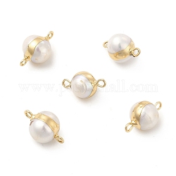 Verbindungsanhänger aus natürlichen Perlen, mit Messing-Doppelschlaufen, runde Glieder, Licht Gold, 17~18x9~11x9~11 mm, Bohrung: 1.6~1.8 mm