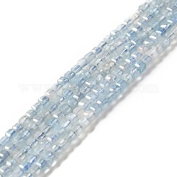 Природные Аквамарин бисер нитей, граненые, кубические, 2.5x2.5x2.5 мм, отверстие : 0.7 мм, около 170 шт / нитка, 15.35'' (39 см)
