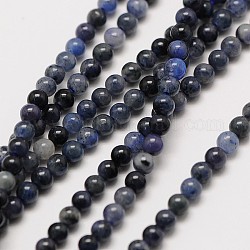 Natürlichen Edelstein Sodalith runde Perlen Stränge, 3 mm, Bohrung: 0.8 mm, ca. 126 Stk. / Strang, 16 Zoll