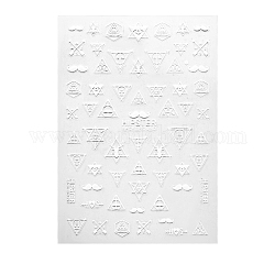 Hot Stamping Nail Art Stickers Decals, Self Adhesive Nail Art Transfer Decals, Tattoos Sliders Manicure Tips Nail Decoration, White, Triangle Pattern, 93x64mm