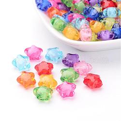 Perles étoiles acrylique mélangée de couleur transparents, perles en perles (ps: perle ronde à l'intérieur), 12x11x8mm, Trou: 2mm