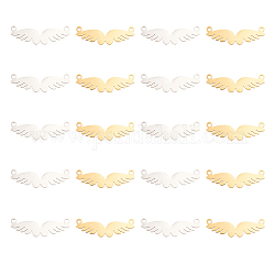 Dicosmetic 20 Stück 2 Farben 201 Verbindungsanhänger aus Edelstahl, Flügel, goldenen und Edelstahl Farbe, 9x28x1 mm, Bohrung: 1.5 mm, 10 Stk. je Farbe