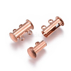 2-пряди 4-отверстия трубки медные магнитный замок слайд застежками, без никеля , розовое золото , 16x10x7 мм, отверстие : 1.5 мм