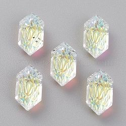 Embossed Glass Rhinestone Pendants, Bicone, Faceted, Crystal AB, 13x6.5x4mm, Hole: 1.5mm
