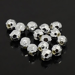 Plating Plastic Acrylic Faceted Round Beads, Silver Plated, 8mm, Hole: 1.5mm, about 1800pcs/pound