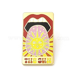 The Sun with Lip Enamel Pins, Golden Alloy Rectangle Badge for Backpack Clothes, Colorful, 30x17x1.6mm