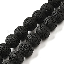 Fili di perle di roccia lavica naturale, tinto, tondo, nero, 8mm, foro : about 2mm, circa 52pcs/filo, 15.5 pollice