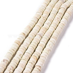 Chapelets de perles en howlite naturelle, plat rond, 8x3mm, Trou: 1mm, Environ 116 pcs/chapelet, 15.35 pouce (39 cm)