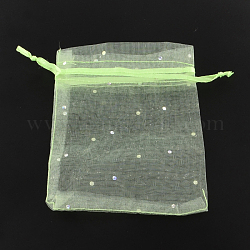 Bolsas rectangulares de organza con lentejuelas brillantes, bolsas de regalo, verde césped, 11x8 cm