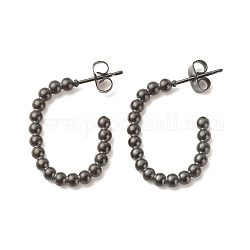 Ионное покрытие (ip) 304 овальная серьга-гвоздик из нержавеющей стали, серьги-кольца для женщин, электрофорез черный, 24x18 мм, штифты : 0.8 мм