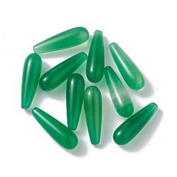 Натуральный зеленый оникс шарики агата, нет отверстий / незавершенного, окрашенная и подогревом, слеза, зелёные, 22x7 мм