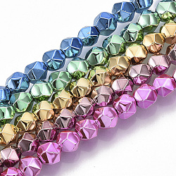 Chapelets de perles en hématite synthétique sans magnétiques, facette, polygone, couleur mixte, 6x6x6mm, Trou: 0.8mm, Environ 64~65 pcs/chapelet, 15.35 pouce (39 cm)