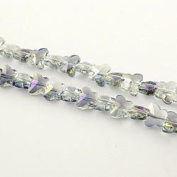 Electroplate Faceted Glass Beads, Butterfly, Half Rainbow Plated, Medium Slate Blue, 8x10x6mm, Hole: 1mm