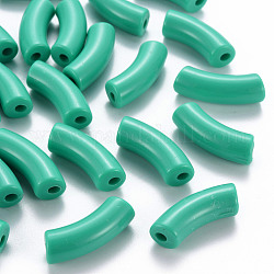 Opake Legierung Perlen, gebogenes Rohr, hell meergrün, 36x13.5x11.5 mm, Bohrung: 4 mm, ca. 133 Stk. / 500 g